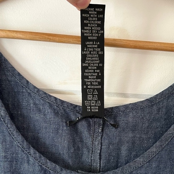 Lucky Brand Chambray Cotton Denim Romper Button Front Tie Waist Sz L - Picture 11 of 11